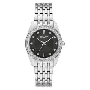 Bulova Women's Crystal Quartz Silver Watch 31MM 96L317